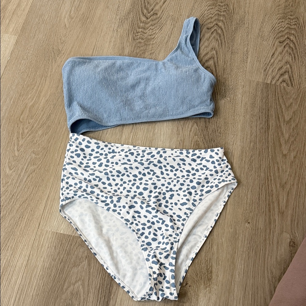 One-Shoulder Blue Bikini Set